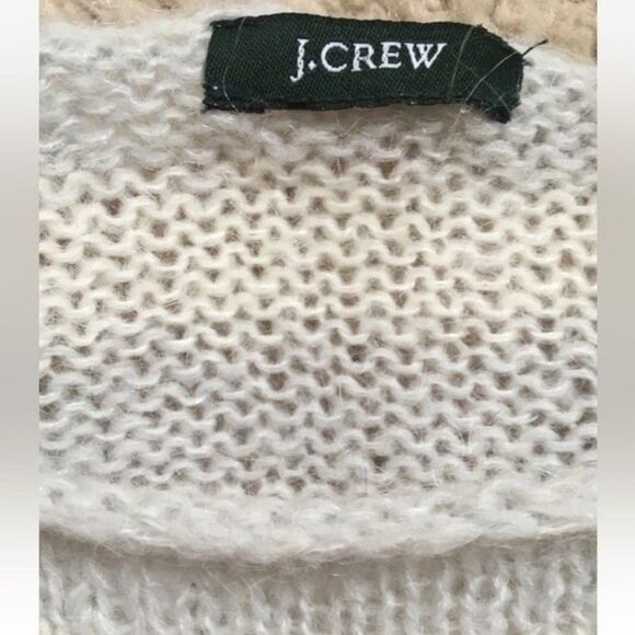 J Crew Sweater Small Gray White Striped Mohair Wool Blend Nautical Lightweight - Picture 5 of 8